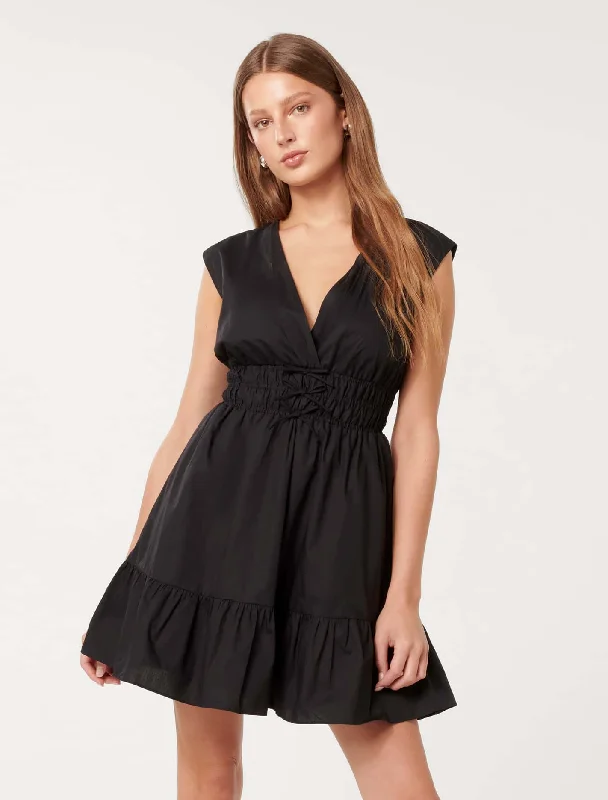 Sheath Women Dress with a Tailored Fit for a Professional LookAlby Tie Front Cotton Mini Dress