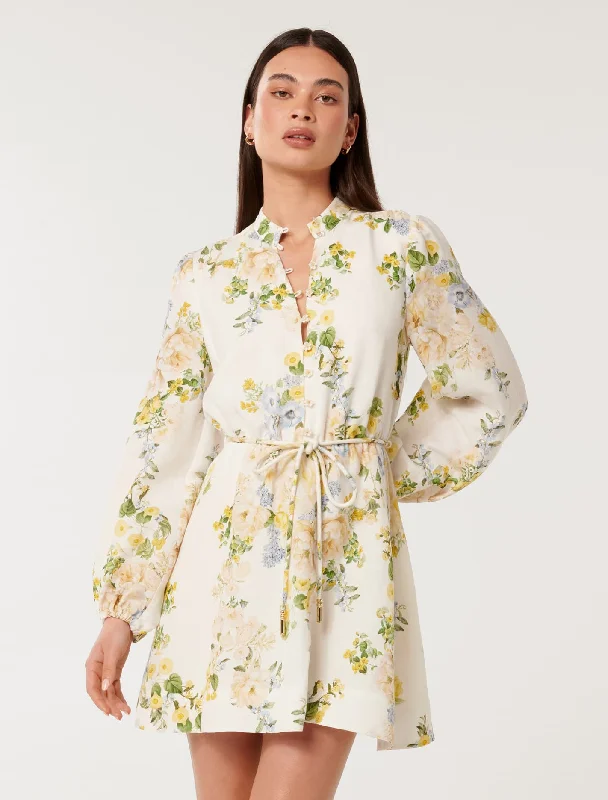 Printed Abstract Women Dress for a Modern and Artistic AppealAnnalise Fluted Mini Dress