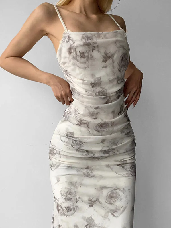 Sheath Women Dress with a Tailored Fit for a Professional LookBerryBetty - Back Split Floral Maxi Dress