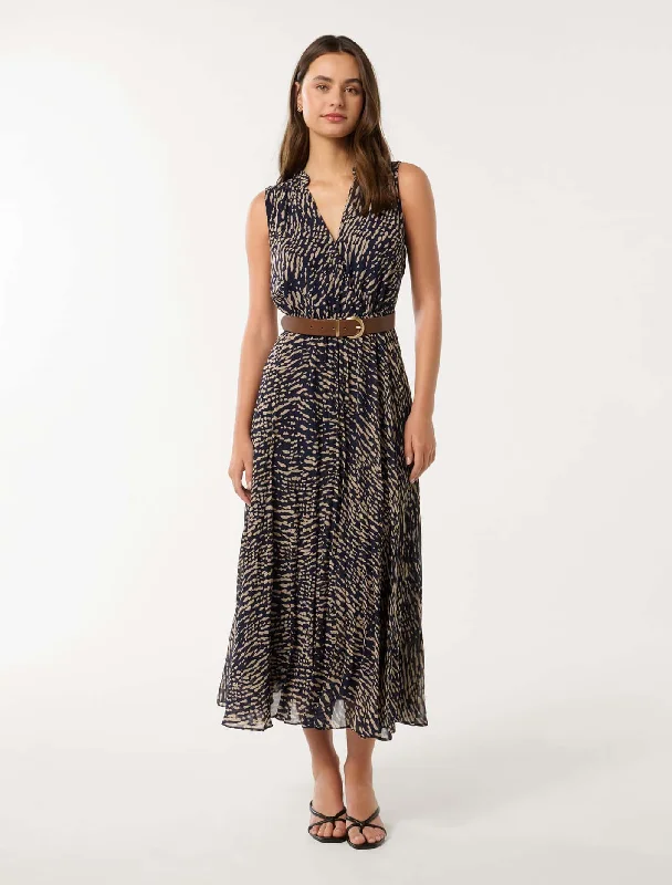 Lace - Embellished Women Dress for an Elegant and Sophisticated AppearanceBarbara Sleeveless Pleated Midi Dress