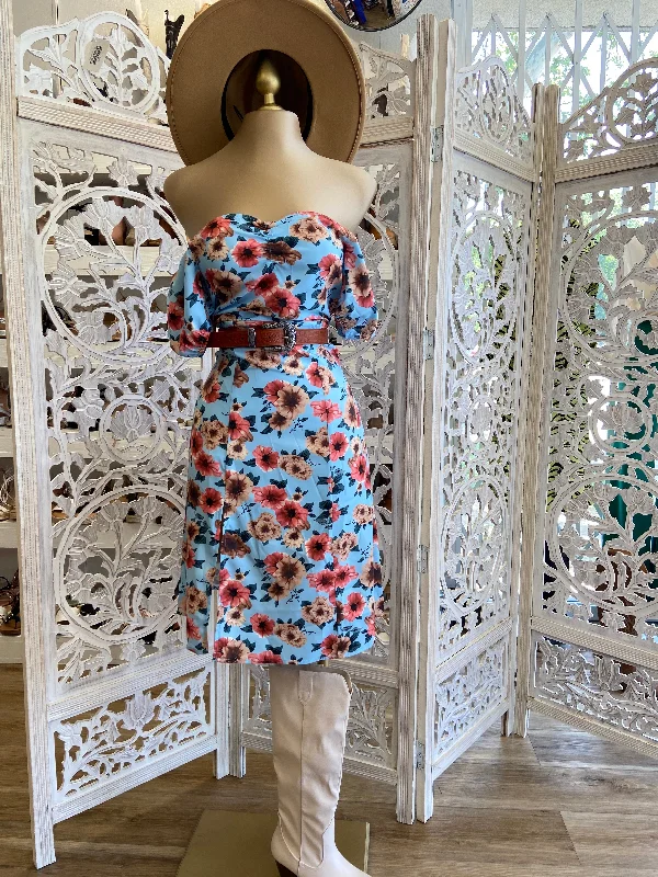 Shift Women Dress with a Simple and Classic Design for Everyday WearBlue Floral Midi Dress
