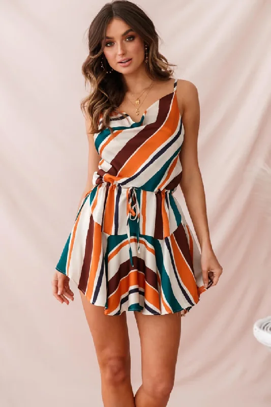 Shift Women Dress with a Simple and Classic Design for Everyday WearFerris Cowl Neck Drawstring Dress Orange