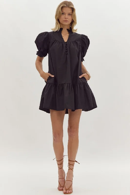 Mini Women Dress with a Short Hem for a Young and Trendy StyleGigi Bubble Sleeve Dress