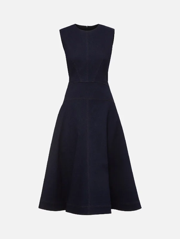 Sleeveless Women Dress in Bright Colors for Summer PartiesKarrigan Denim Dress in Midnight