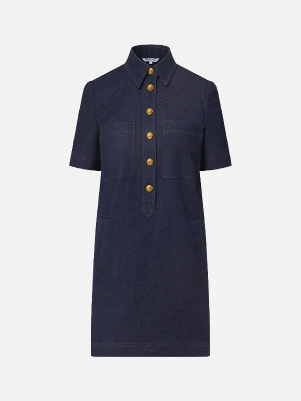 Shift Women Dress with a Simple and Classic Design for Everyday WearKoulis Denim Dress in Midnight