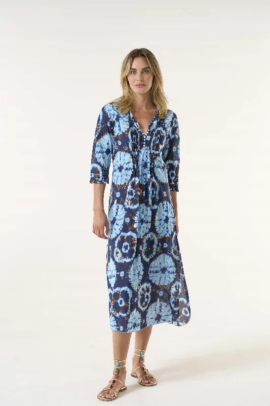 Shift Women Dress with a Simple and Classic Design for Everyday WearLong  Poppy Multi Camogli Navy