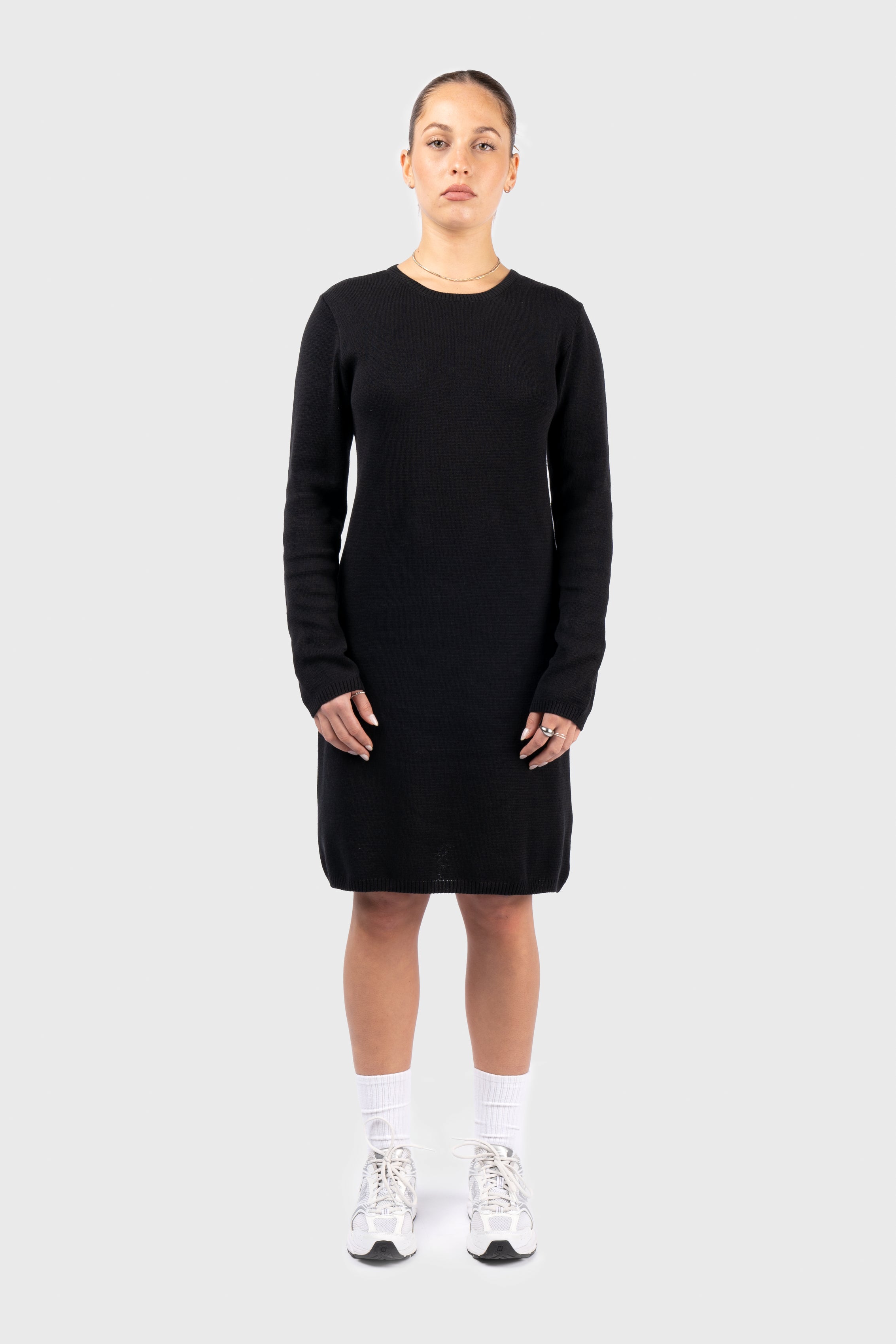 Little Black Women Dress with Sequins for a Glamorous Night OutLong Sleeve Knit Mini Dress