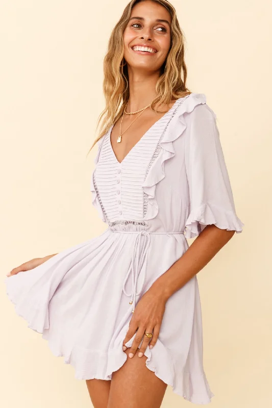 Little Black Women Dress with Sequins for a Glamorous Night OutPromenade Faux Placket Pintuck Dress Lilac