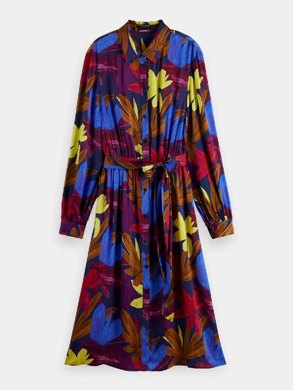 Sheath Women Dress with a Tailored Fit for a Professional LookRelaxed-fit printed midi jacquard shirt dress