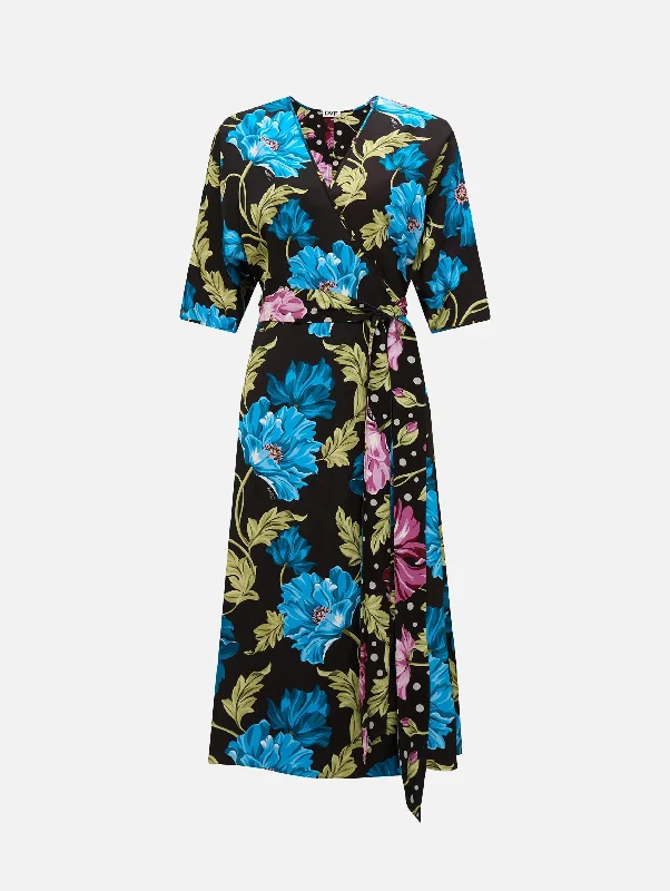 Printed Abstract Women Dress for a Modern and Artistic AppealRosalina Reversible Dress in Hendrix Floral