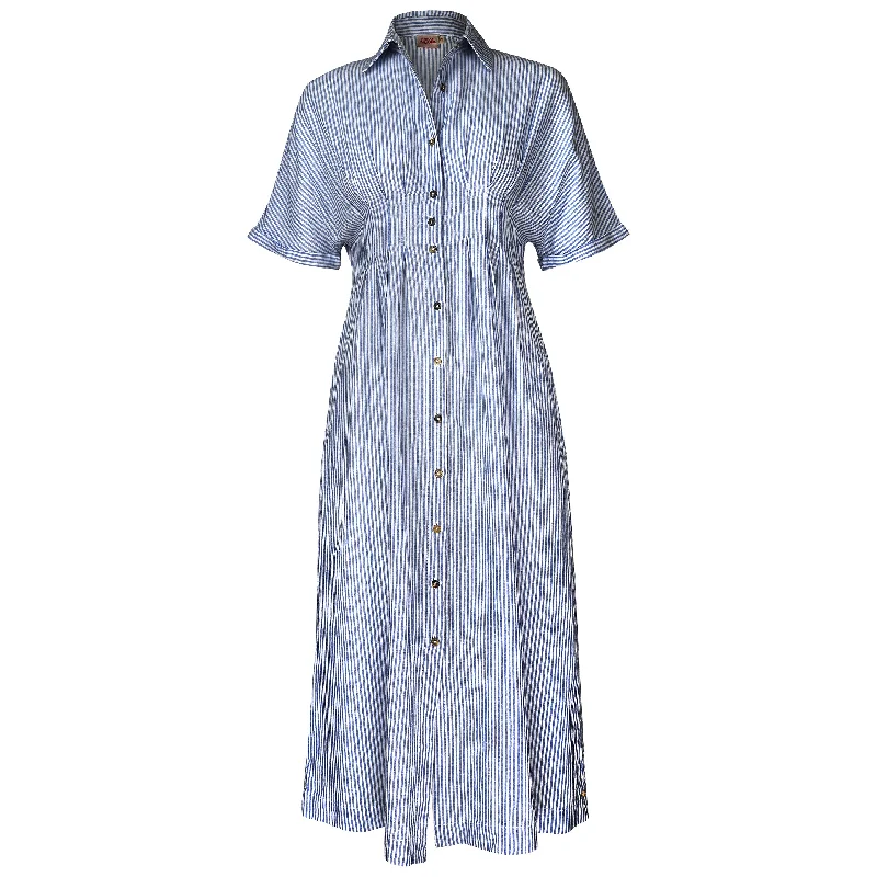 Shift Women Dress with a Simple and Classic Design for Everyday WearTanya Tuck Shirt Dress Nar Cornflower Stripe