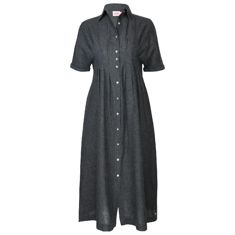 Shift Women Dress with a Simple and Classic Design for Everyday WearTanya Tuck Shirt Dress Yd Coal Black