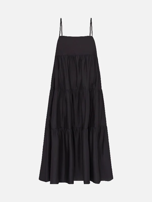 Mini Women Dress with a Short Hem for a Young and Trendy StyleTiered Sundress in Black