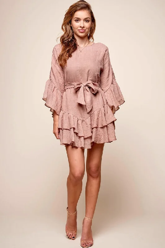 Shift Women Dress with a Simple and Classic Design for Everyday WearWilshire Tiered Ruffle Hem Dress Sandalwood