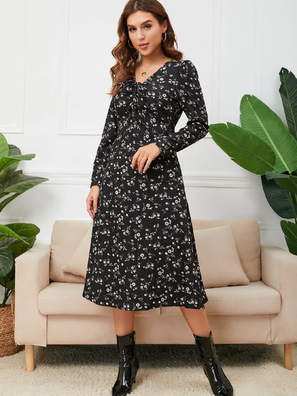 Little Black Women Dress with Sequins for a Glamorous Night Out Little Black Women Dress with Sequins for a Glamorous Night Out KittenAlarm - Rib Knit Ruched Bust Floral Dress