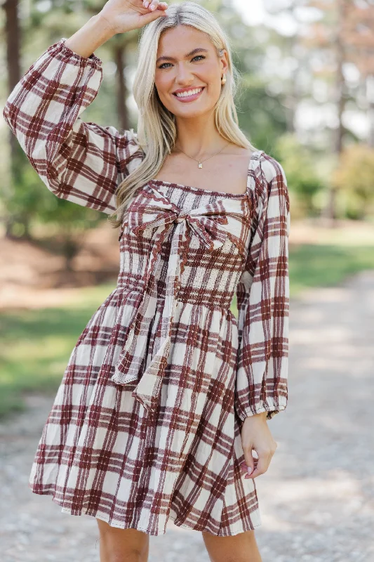 Ruffled Women Dress with Multiple Layers for a Playful and Girly Style Ruffled Women Dress with Multiple Layers for a Playful and Girly Style All That You Love Brown Plaid Dress