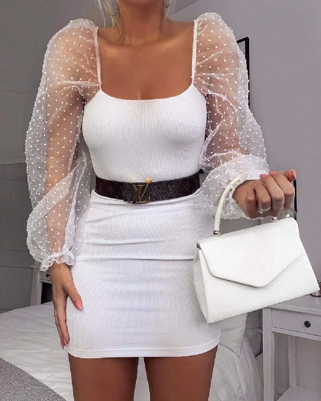 Sleeveless Women Dress in Bright Colors for Summer Parties Sleeveless Women Dress in Bright Colors for Summer Parties FashionSierra - Women Bodycon Dress Slim Sheath Mesh Long Sleeve Dress