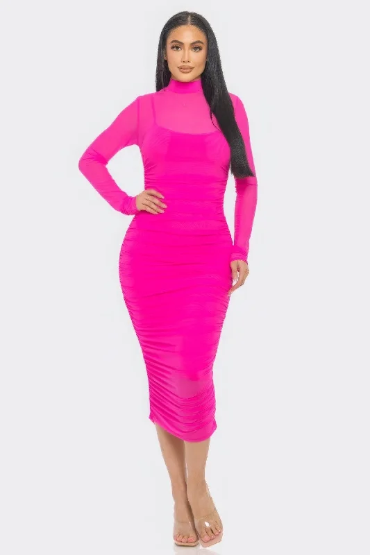 Little Black Women Dress with Sequins for a Glamorous Night Out Little Black Women Dress with Sequins for a Glamorous Night Out Solid Mesh Ruched Midi Dress