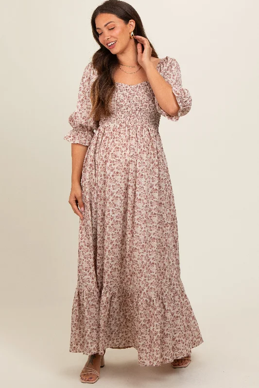 Backless Women Dress for a Sexy and Alluring Look at Evening Events Backless Women Dress for a Sexy and Alluring Look at Evening Events Cream Sweetheart Neck Smocked Ruffle Hem Maternity Maxi Dress