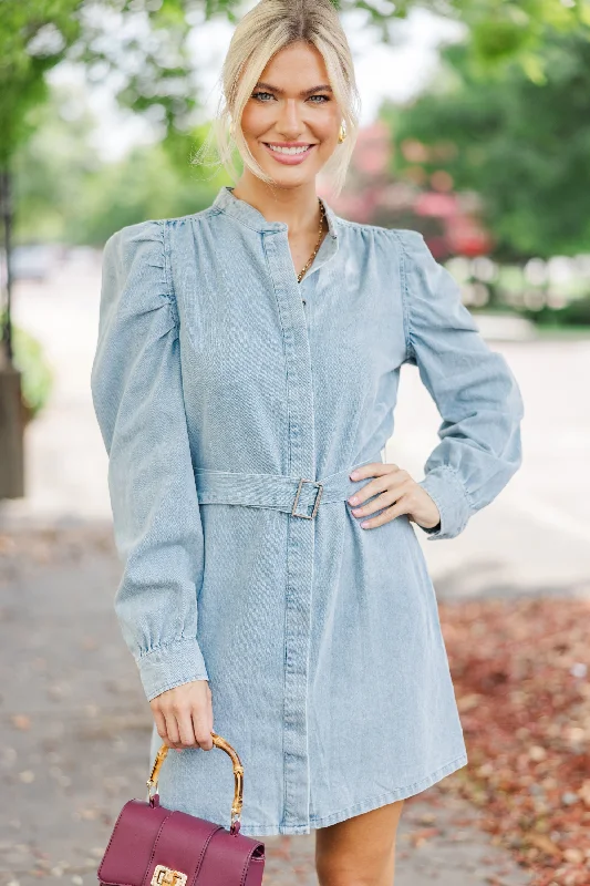Sheath Women Dress with a Tailored Fit for a Professional Look Sheath Women Dress with a Tailored Fit for a Professional Look Fate: Dedicated To You Light Wash Denim Dress