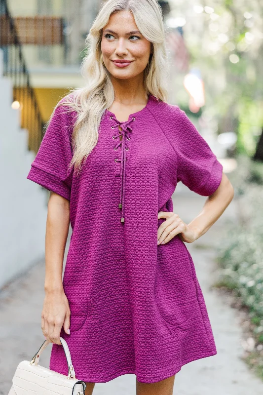 Halter Neck Women Dress to Show Off the Shoulders and Neckline Halter Neck Women Dress to Show Off the Shoulders and Neckline Feel This Way Plum Purple Textured Dress