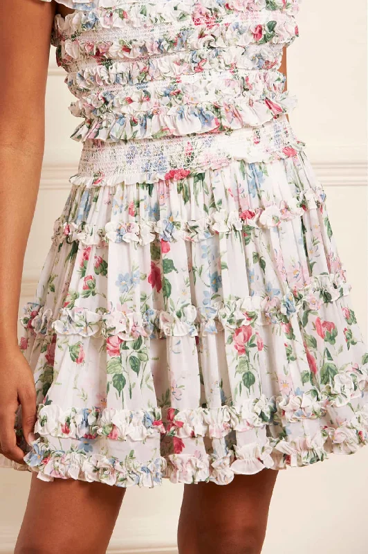 Strapless Women Dress with a Built - in Bra for Comfort and Support Strapless Women Dress with a Built - in Bra for Comfort and Support Floral Fantasy Chiffon Smocked Micro Mini Skirt