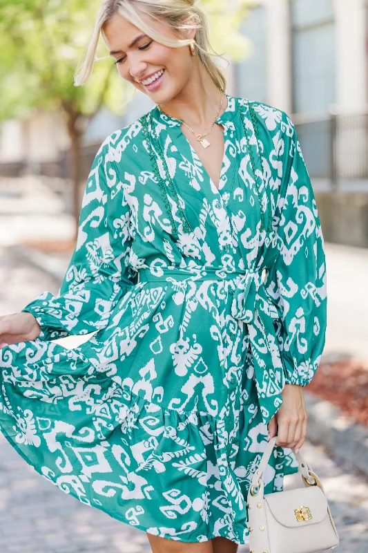 Wrap - Style Women Dress with Adjustable Fit for All Body Types Wrap - Style Women Dress with Adjustable Fit for All Body Types From The Start Forest Green Abstract Dress