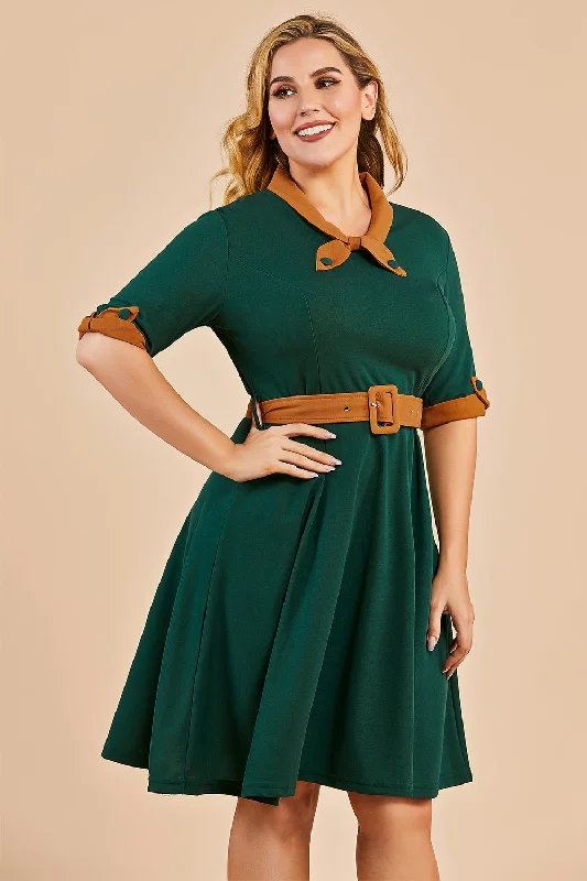 Plus Size Women Dress with a Flattering A - Line Cut for Comfort and Style Plus Size Women Dress with a Flattering A - Line Cut for Comfort and Style V Neck Swing Vintage Party Dress