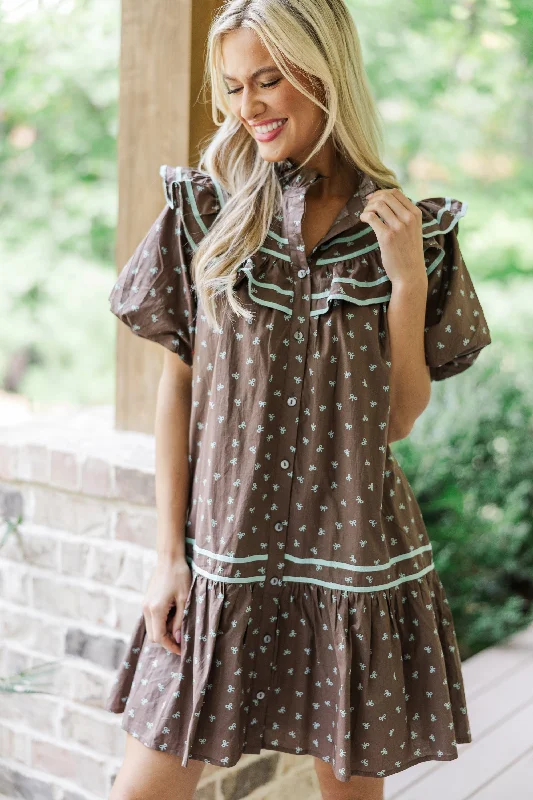Little Black Women Dress with Sequins for a Glamorous Night Out Little Black Women Dress with Sequins for a Glamorous Night Out I See You There Brown Bow Printed Dress
