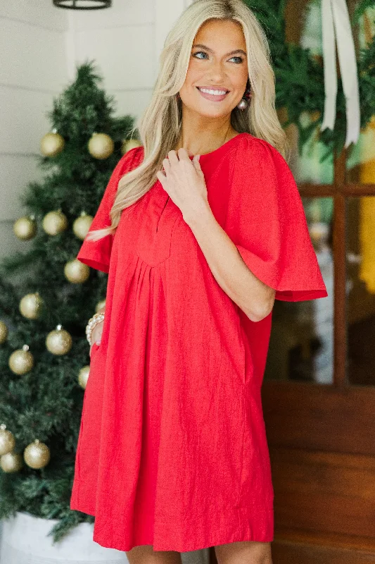 Sleeveless Women Dress in Bright Colors for Summer Parties Sleeveless Women Dress in Bright Colors for Summer Parties Just A Theory Red Cotton Dress
