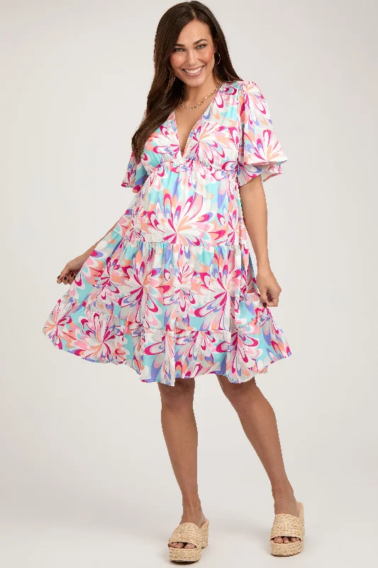 Mini Women Dress with a Short Hem for a Young and Trendy Style Mini Women Dress with a Short Hem for a Young and Trendy Style Mint Green V-Neck Flutter Short Sleeve Tiered Maternity Dress