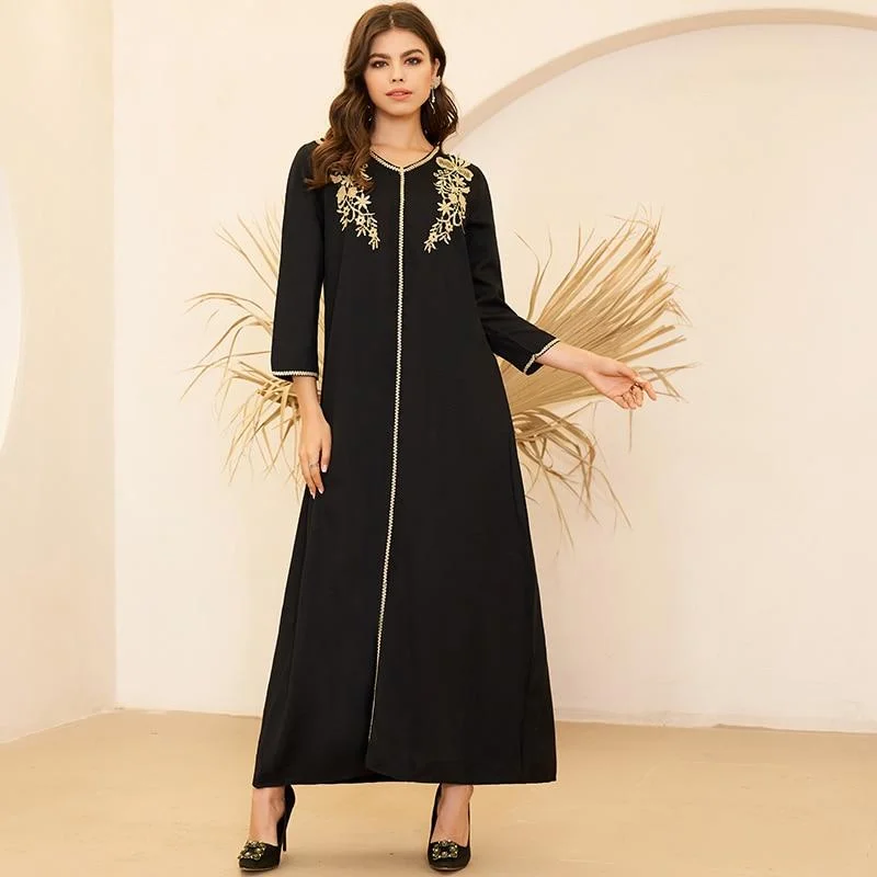 Sheath Women Dress with a Tailored Fit for a Professional Look Sheath Women Dress with a Tailored Fit for a Professional Look FashionSierra - Women's Fashion Arabian Style V-neck Gold Embroidery Pair Flower Long Loose Black Long Sleeve Dresses Plus Size