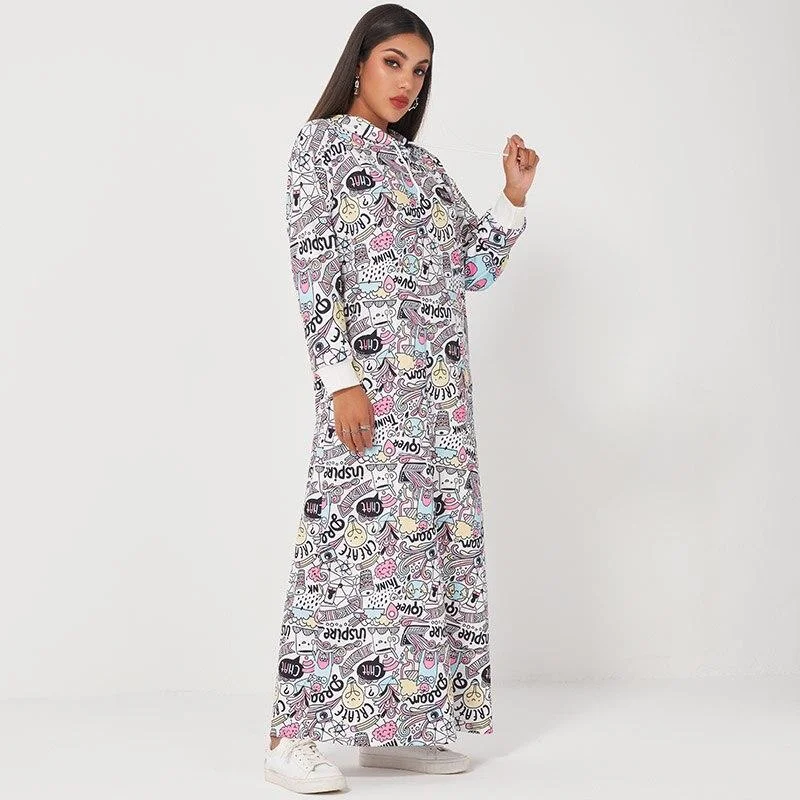 Mermaid - Style Women Dress with a Fitted Silhouette for Special Occasions Mermaid - Style Women Dress with a Fitted Silhouette for Special Occasions FashionSierra - New Summer Women Long Hooded Dress White Casual Letter Cartoon Printed Drawstring Loose Fashion Long Sleeve Dresses