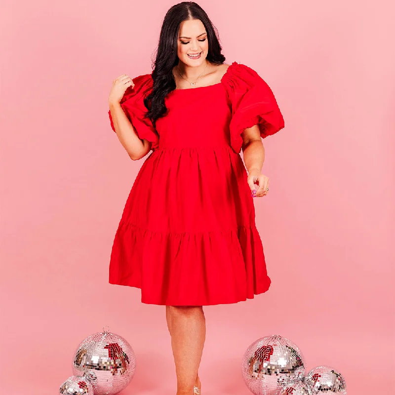 Empire Waist Women Dress to Accentuate the Bust and Conceal the Waist Empire Waist Women Dress to Accentuate the Bust and Conceal the Waist Raindrops On The Streets Dress, Red