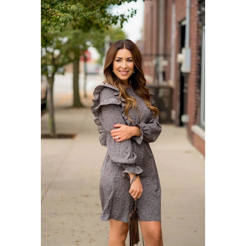Lace - Embellished Women Dress for an Elegant and Sophisticated Appearance Lace - Embellished Women Dress for an Elegant and Sophisticated Appearance Ruffled Bodice Long Sleeve Patterned Dress