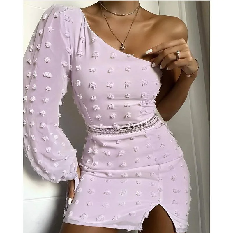 Shift Women Dress with a Simple and Classic Design for Everyday Wear Shift Women Dress with a Simple and Classic Design for Everyday Wear FashionSierra - Women One Shoulder Long Sleeve Dress Slit Hem Bodycon Chiffon Dress Summer Fashion Mini Party Dresses Sexy Vestidos