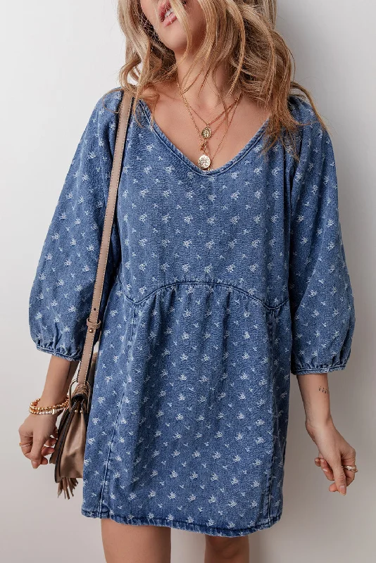 Midi dresses with wrap - around skirts for a customizable fitDenim Textured Open Back Dress