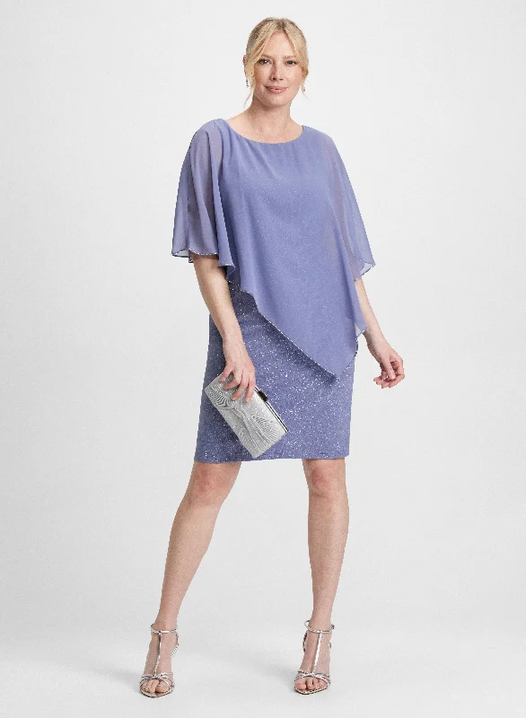 Midi dresses with pleated bodices for a classic and tailored lookPoncho-Effect Shimmering Dress