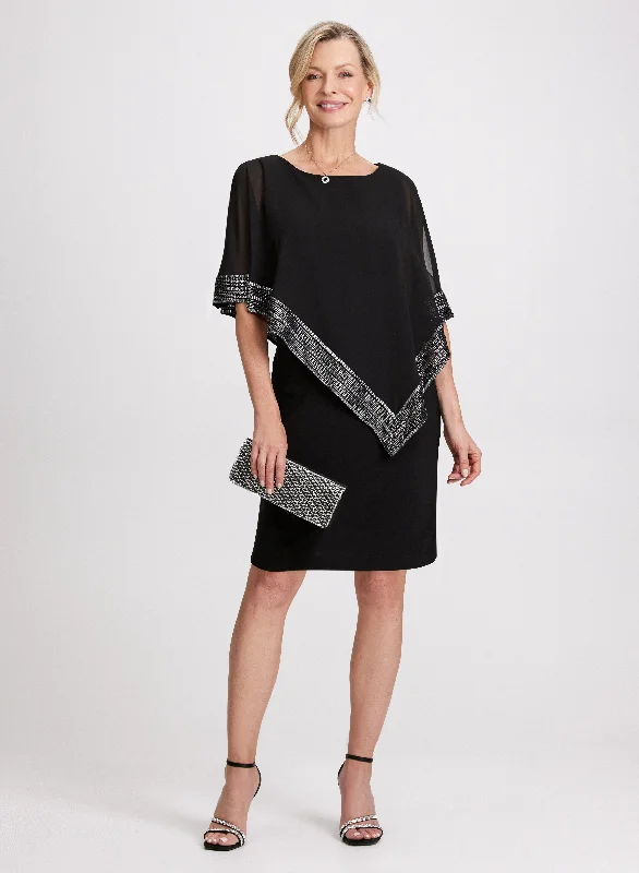 Midi dresses with pleated bodices for a classic and tailored lookAsymmetrical Capelet Effect Short Dress