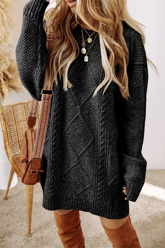 Midi dresses with cold - shoulder cutouts for a trendy styleCable Knit Sweater Dress
