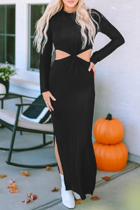 Midi dresses with pleated skirts for a timeless and elegant appealRibbed Twist Cutout Maxi Dress
