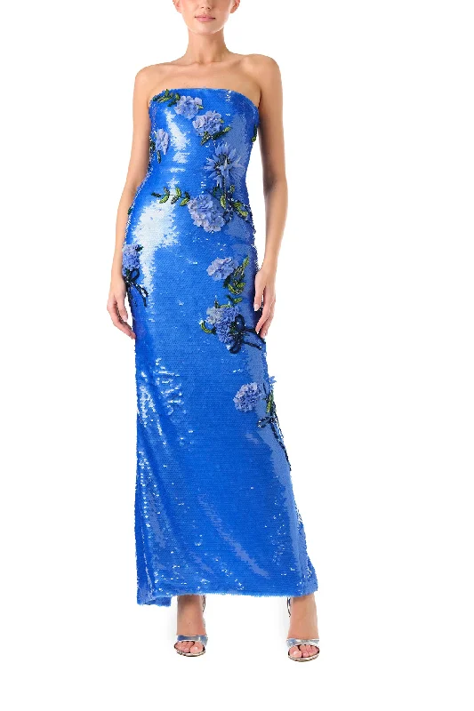 Midi dresses with abstract art prints for an artistic statementFloral Embroidered Sequin Gown