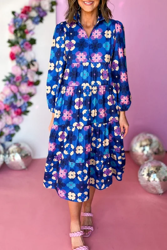 Midi dresses with animal prints for a bold and confident appearanceFloral Peasant Sleeve Midi Dress
