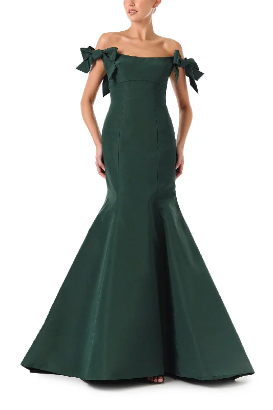 Midi dresses with cold - shoulder cutouts for a trendy styleBow Sleeve Trumpet Gown