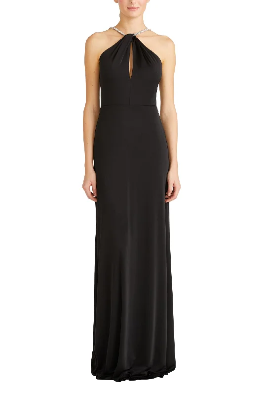 Midi dresses with sheer panels for a touch of allureCrystal Halter Jersey Gown