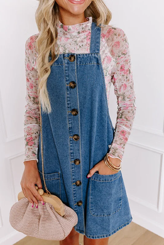 Midi dresses with empire waists for a flattering maternity optionDenim Buttoned Sleeveless Mini Dress