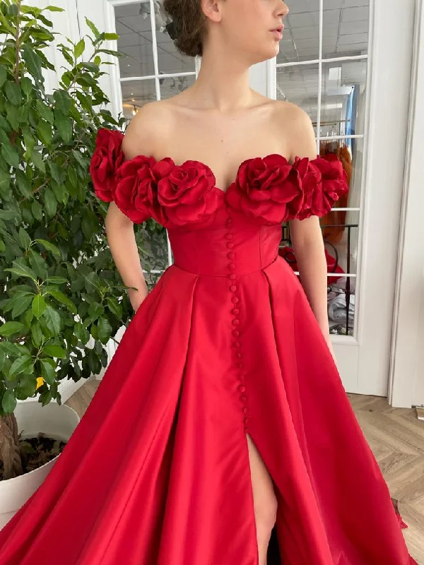 Midi dresses with wrap - around skirts for a customizable fitEternal Blossom Red Gown