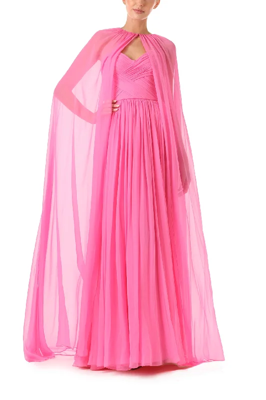 Midi dresses with ruched bodices for a feminine and fitted feelFloor Length Chiffon Cape