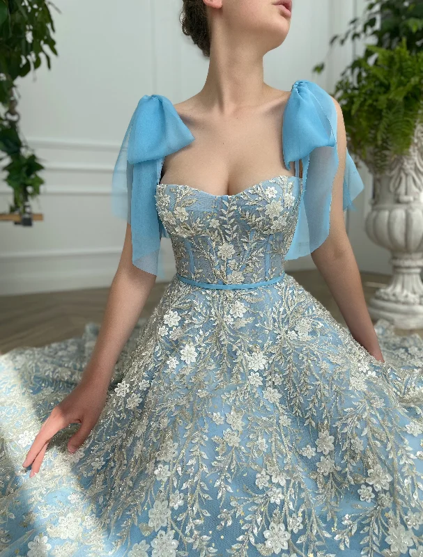 Midi dresses with off - the - shoulder necklines for a flirty lookFreesia Garden Skies Dress