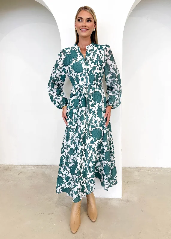 Midi dresses with off - the - shoulder necklines for a flirty lookGretra Midi Dress - Green Floral